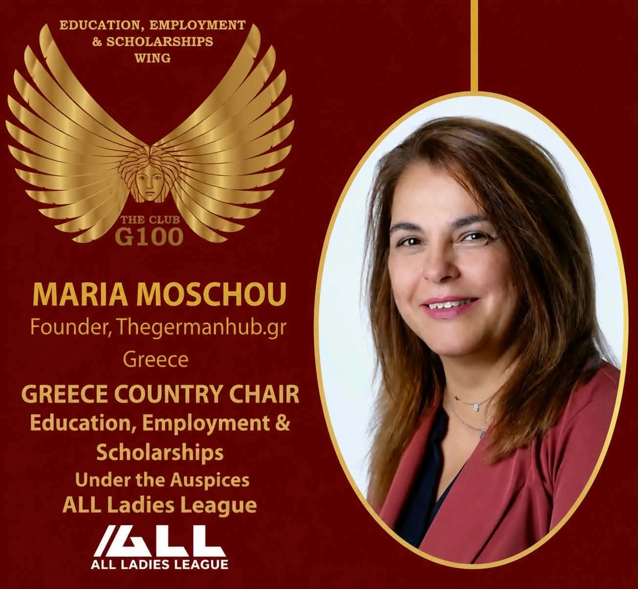 Μαρία Μόσχου — Founder, Thegermanhub.gr · Greece Country Chair, G100 Education, Employment & Scholarships Wing